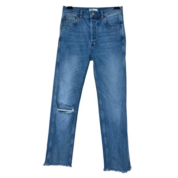 Boyish Dempsey Clairs Knee button fly frayed hem jeans blue denim size 25 - Picture 2 of 11